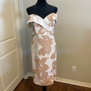 Cream and White Bardot Midi Dress